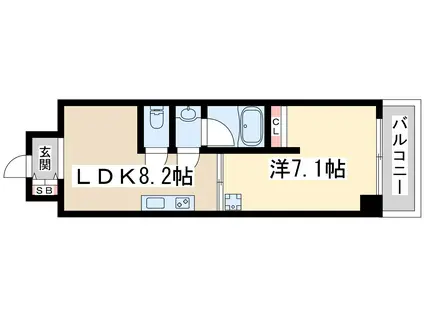 リビー東三国(1LDK/4階)の間取り写真