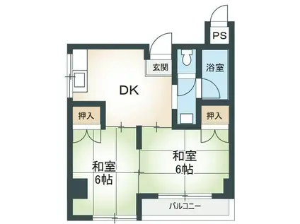 菊川マンション(2DK/3階)の間取り写真