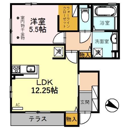ライムライト木曳野(1LDK/1階)の間取り写真
