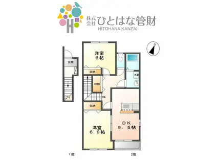 フランシーズ(2DK/2階)の間取り写真