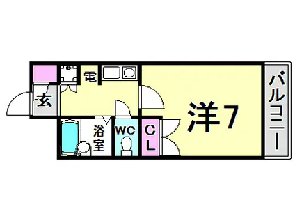 ハイネス生田(1K/2階)の間取り写真