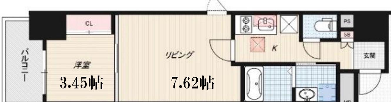 CAVANA本町(1LDK/6階)の間取り写真
