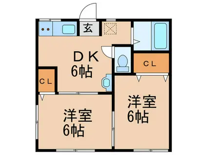 第2ハイツ小川B棟(2DK/1階)の間取り写真
