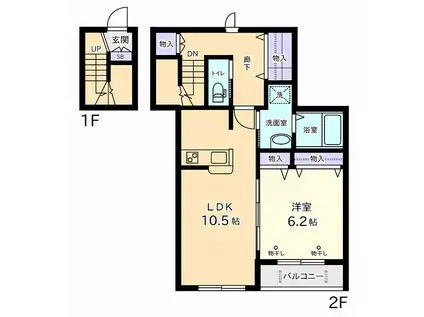 PADAWAN(1LDK/2階)の間取り写真