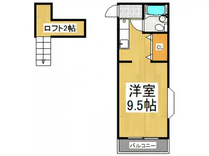 コーポタカハシ(ワンルーム/2階)の間取り写真