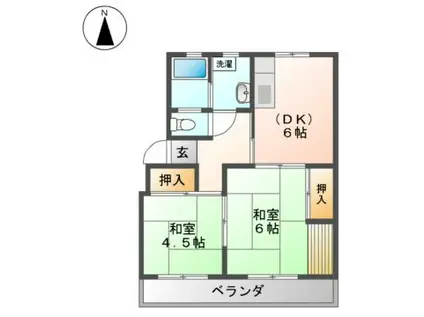 マンション三晴(2DK/1階)の間取り写真