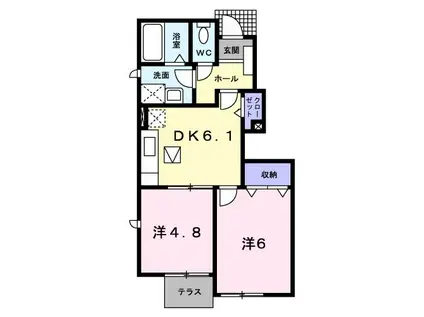 ファミーユ千原(2DK/1階)の間取り写真