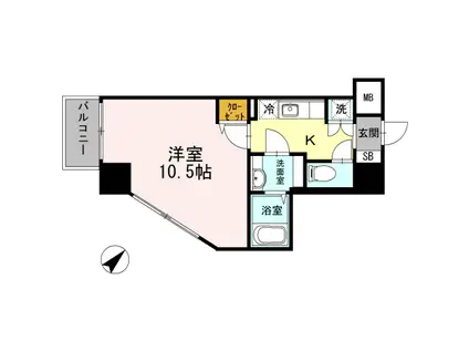JP NOIE 早稲田(1K/7階)の間取り写真