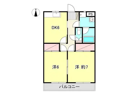 柳田ハイツ第2(2DK/4階)の間取り写真