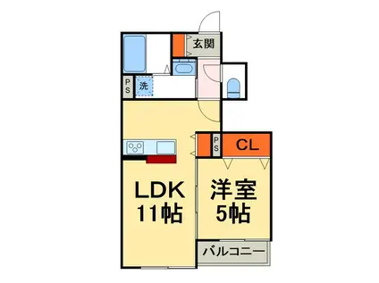 ヘーベルメゾン新松戸(1LDK/1階)の間取り写真