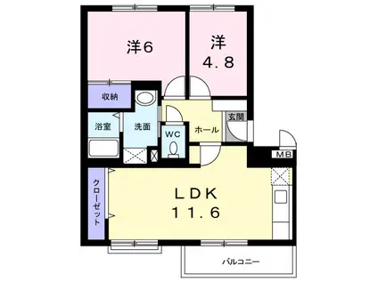 コスモスマンション(2LDK/3階)の間取り写真