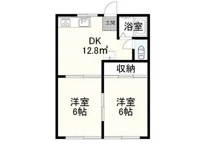 パークハイツ(2DK/2階)の間取り写真