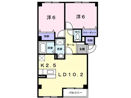 プロムナ-ドI(2LDK/1階)の間取り写真