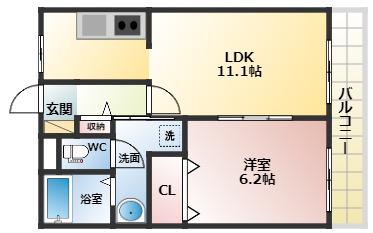 アミティエII(1LDK/1階)の間取り写真