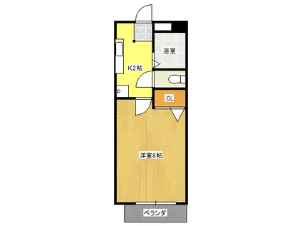 長谷川10番館(1K/2階)の間取り写真