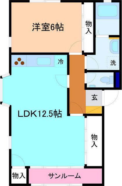 キャッスル幸ACTI(1LDK/1階)の間取り写真