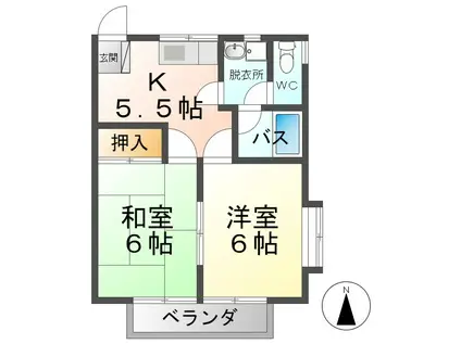 クレールあおば(2K/2階)の間取り写真