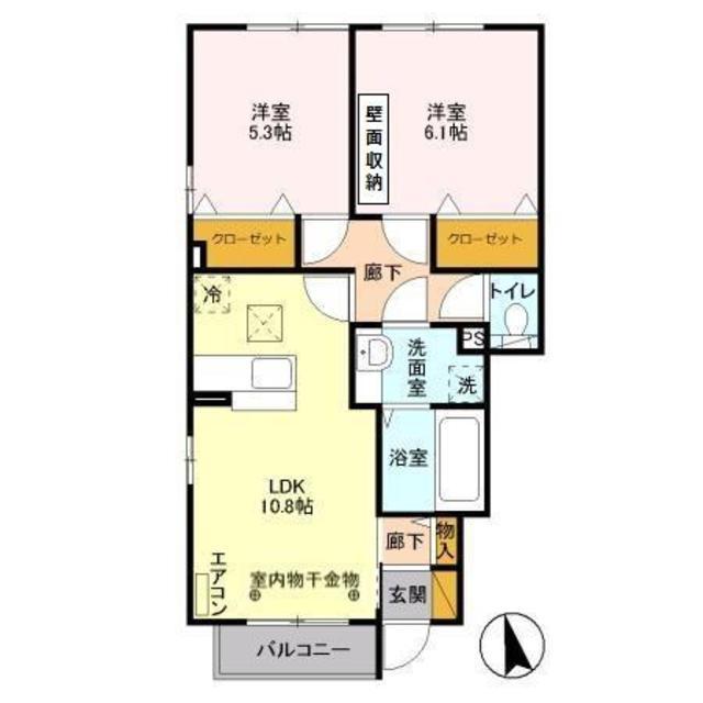 ポラリス I(2LDK/1階)の間取り写真