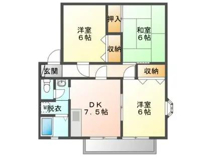 サンビレッジかねひら C棟(3DK/2階)の間取り写真