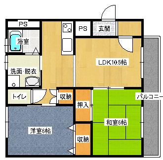 サンオーレせんだ(2LDK/1階)の間取り写真