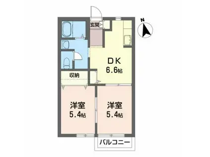 ドエルポラリスA(2DK/2階)の間取り写真
