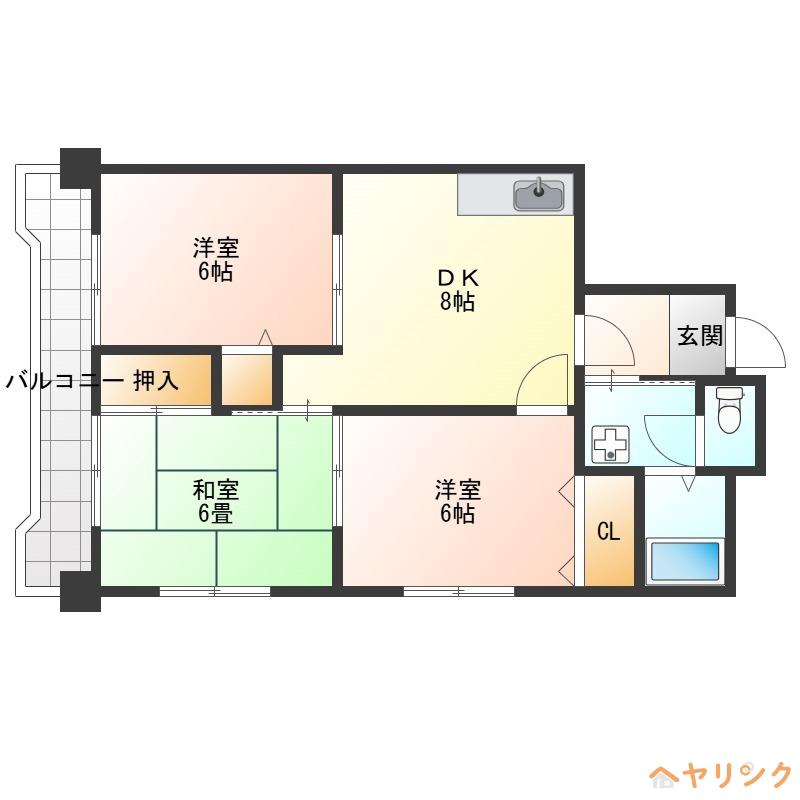 ソシアルアン(3LDK/4階)の間取り写真