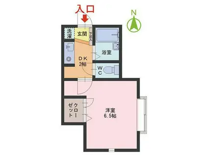 信開セルーラ羽崎(1DK/2階)の間取り写真