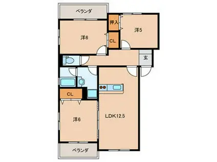 プレステージ大平(3LDK/3階)の間取り写真