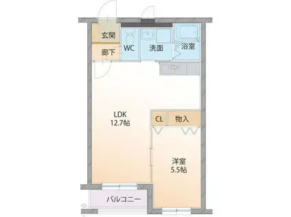 HEARTFULMANSION COPAIN(1LDK/2階)の間取り写真