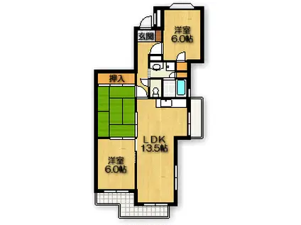 スカイラーク丘上(3LDK/2階)の間取り写真