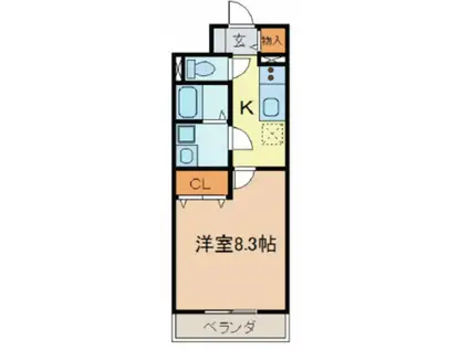 ピースオブマインド中央(1K/4階)の間取り写真