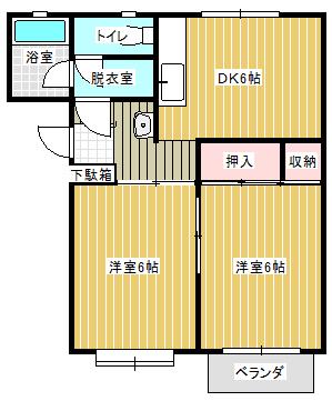ピノキオA棟(2DK/1階)の間取り写真
