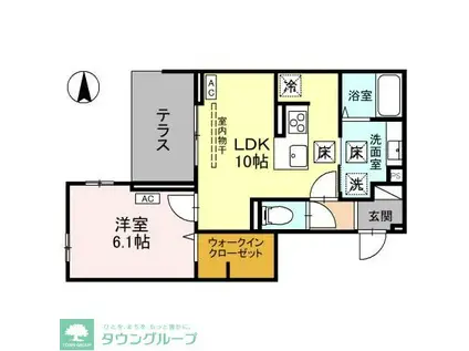 オルテンシア別所(1LDK/1階)の間取り写真