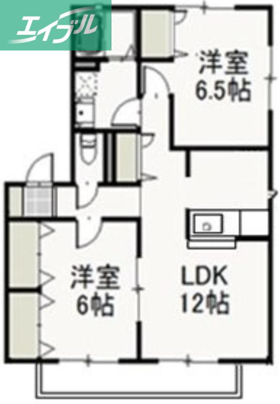 リジョイスタウンB(2LDK/2階)の間取り写真