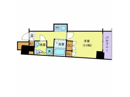 スカイコート三田慶大前壱番館(1K/3階)の間取り写真