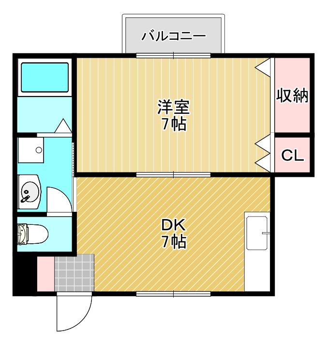 北斗星7(1DK/2階)の間取り写真