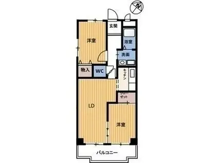 リヴィエール日比津(2LDK/3階)の間取り写真