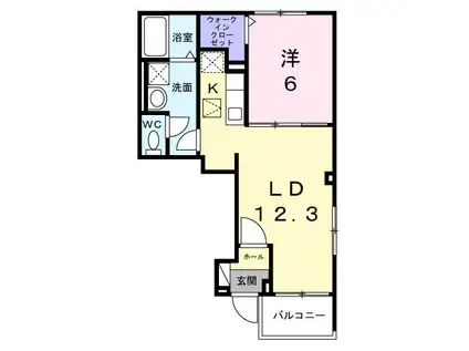 グラン・シャトー武蔵嵐山A(1LDK/1階)の間取り写真