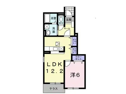 カノンI(1LDK/1階)の間取り写真