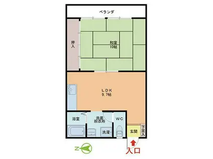 パークビレッジ春日(1LDK/2階)の間取り写真