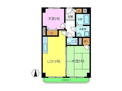 ヴィラ狭山(2LDK/3階)の間取り写真