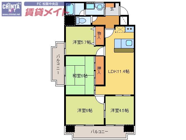 センチュリーハイランド(4LDK/7階)の間取り写真