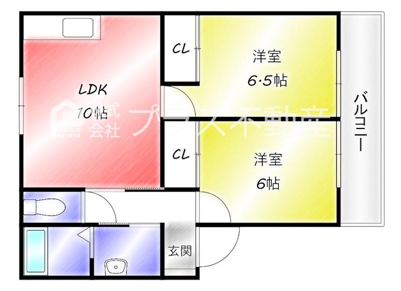 フォーレスト頓野(2LDK/2階)の間取り写真