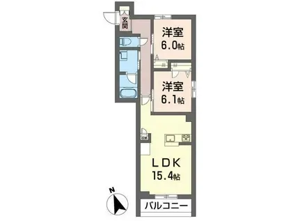 ラ プラール(2LDK/2階)の間取り写真