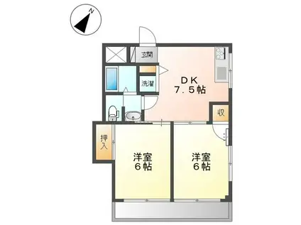 ヴィアーレヤマザキ(2DK/3階)の間取り写真