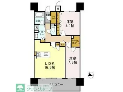 ロイヤルパークスERささしま イースト(2LDK/17階)の間取り写真