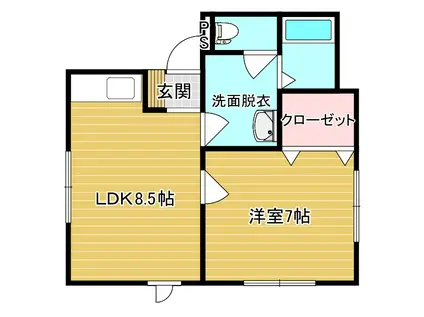 バーズネスト(1LDK/2階)の間取り写真