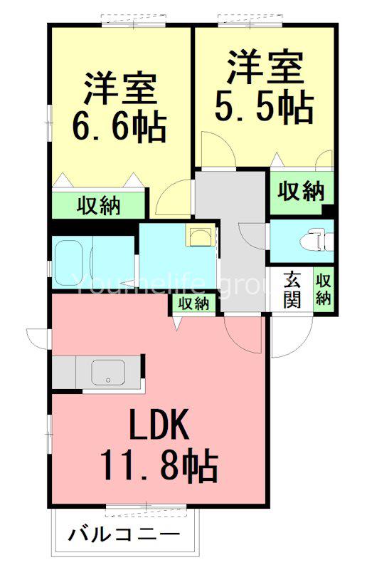 堂の後ハウス(2LDK/2階)の間取り写真