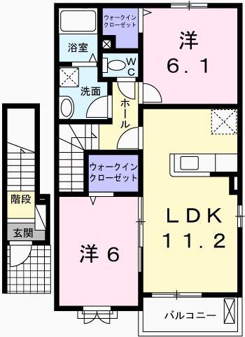 フィオレンティーナIII(2LDK/2階)の間取り写真