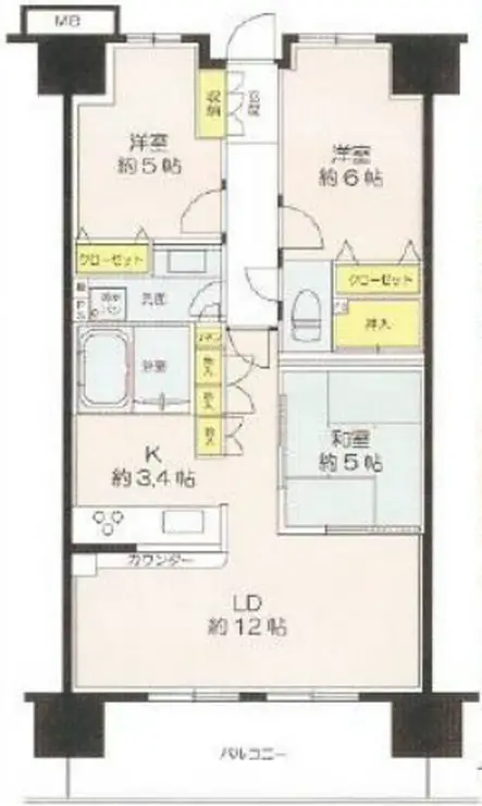 川口ティーブルー 12階階 間取り